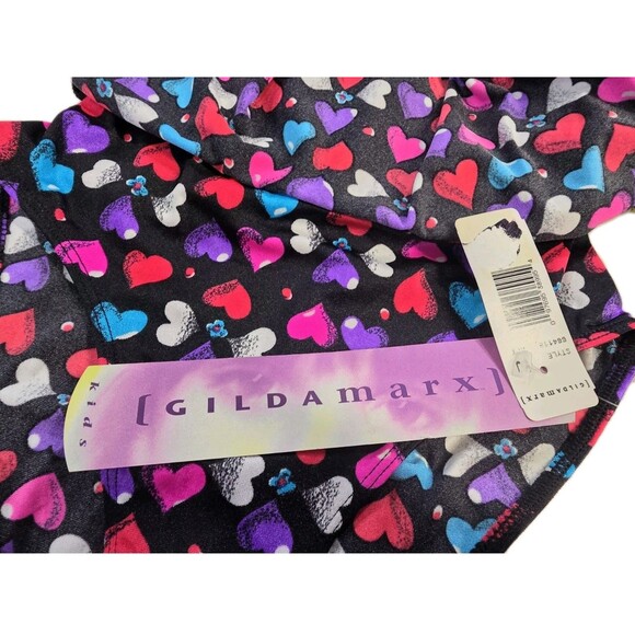 Gilda Marx VTG 90s Hearts Galore Black LS Skirted Leotard Adult Size XS (Y/J) - Picture 9 of 13